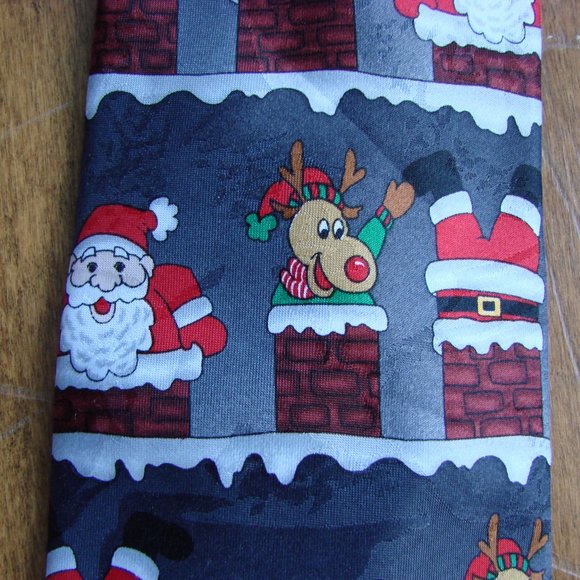 Mens Tie Christmas HOHOHO Santa Rudolph Reindeer Teachers - Picture 5 of 10
